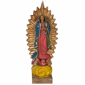 Hand Carved Virgin Statue with Rays