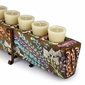 Hand Painted Mexican Folk Art 12 Hole Sugar Mold Candleholder with Iron Base