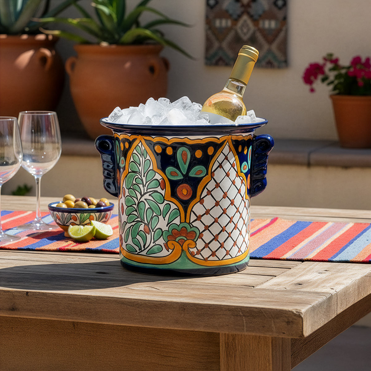 鉢・プランター Invisible ink FRAGILES 13th MDF RAD MEX Mexican Talavera Wine Cooler