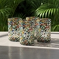 Handblown Mexican Water Glass Pebbled Confetti - Set of 4