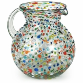 Mexican Hand Blown Glass Pebbled Confetti Pitcher