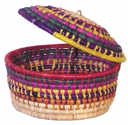 Handwoven Palm Tortilla Basket with Lid
