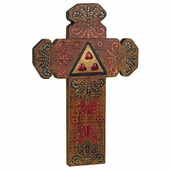 Indented Painted Wood Folk Art Cross
