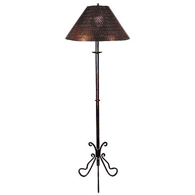 Wrought Iron Butterfly Base Floor Lamp with Punched Tin Shade
