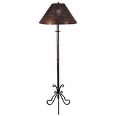 Wrought Iron Butterfly Base Floor Lamp with Punched Tin Shade