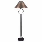 Iron Harp Floor Lamp with Punched Tin Marbled Shade