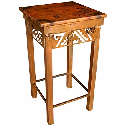 Iron Petroglyph Side Table with Copper Top - Large