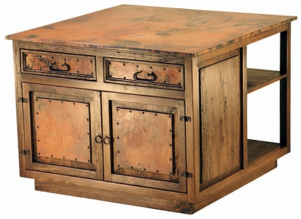 Kitchen Island 2 Door 2 Drawer with Copper