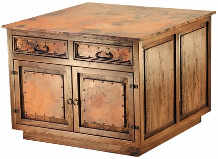 Kitchen Island 4 Door 4 Drawer with Copper