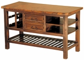 Kitchen Island with Iron Slat Shelf and Copper Top