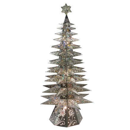 Large 11-Tier Lighted Natural Tin Star Christmas Tree - 69.5