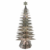 Large 11-Tier Lighted Natural Tin Star Christmas Tree - 69.5" Tall