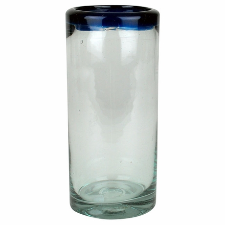 Large 24 oz. Blue Rimmed Mexican Drink Glasses - Set of 2