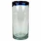 Large 24 oz. Blue Rimmed Mexican Drink Glasses - Set of 2