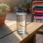 Large 24 oz. Blue Rimmed Mexican Drink Glasses - Set of 2