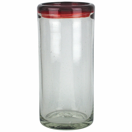 Large 24 oz. Red Rimmed Mexican Drink Glass - Set of 2