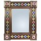 Large Aged Tin & Glass Gem Wall Mirror