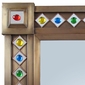Large Aged Tin & Glass Gem Wall Mirror