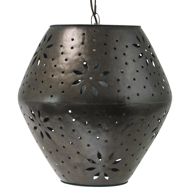 Large Aged Tin Margarita Hanging Pendant Light