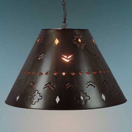 Large Aged Tin Southwest Hanging Shade Light