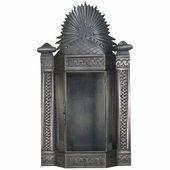 Large Sunburst Mexican Tin Nicho with Glass