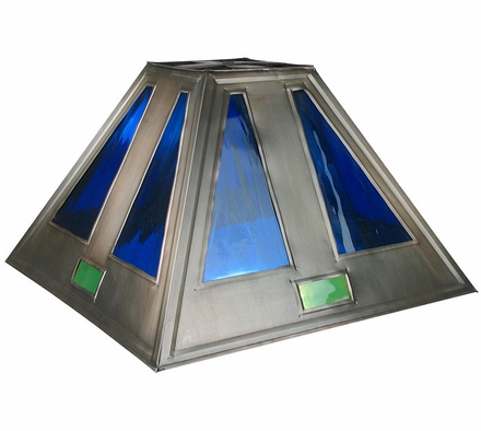 Large Blue Glass & Tin Lamp Shade