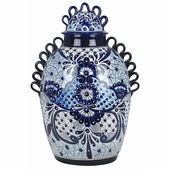 Large Blue-White Talavera Queen's Vase