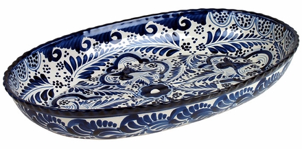Large Blue & White Talavera Serving Platter