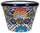 Large Bordered Talavera Flower Pot