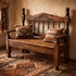 Large Carved Rustic Stained Wood Bench