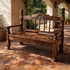 Large Carved Rustic Stained Wood Bench