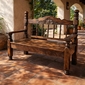 Large Carved Rustic Stained Wood Bench