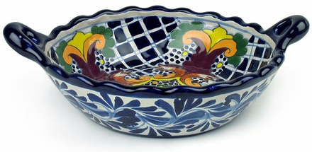 Large Cazuela Bowl - Talavera Yellow Cross Pattern