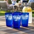 Large Cobalt Blue Mexican Bubble Glass Drink Glass - Set of 4