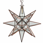Large Copper & Glass Star Light Fixture