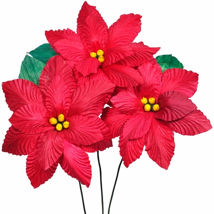 Large Corn Husk Red Poinsettias - Bouquet of 6