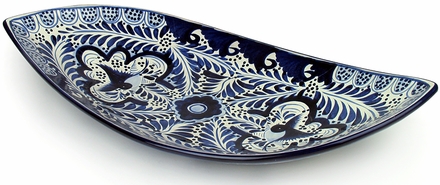 Large Curved Blue & White Talavera Platter