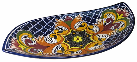 Large Curved Talavera Yellow Cross Platter