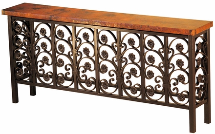 Large Elena Iron Base Console with Copper Top