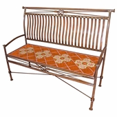 Large Iron Bench with Talavera Tiles - Orange
