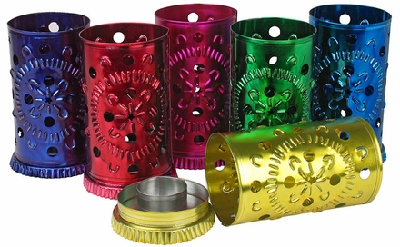 Large Mexican Colored Punched Tin Luminarias - 6 Color Choices