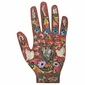 Large Mexican Folk Art Painted Wood Hand with Milagros