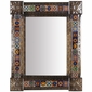 Large Mexican Punched Tin & Mixed Talavera Tile Mirror - 26