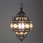 Large Moroccan Punched Tin and Frosted Glass Hanging Light
