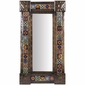 Large Narrow Aged Tin With Mixed Talavera Tile Mexican Wall Mirror - 20