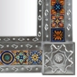 Large Narrow Natural Tin With Mixed Talavera Tile Mexican Wall Mirror - 20
