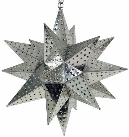 Large Natural Punched Tin Star Light