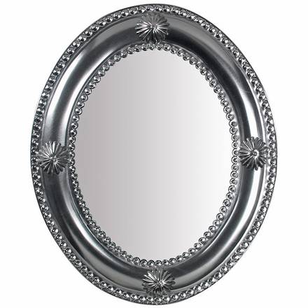 Large Natural Tin Concho Oval Mirror