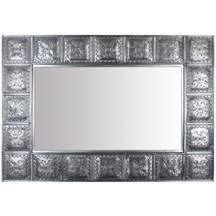Large Natural Tin Rectangular Mirror