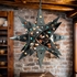 Large Natural Tin Star Light with Colored Marbles 20 in Dia.